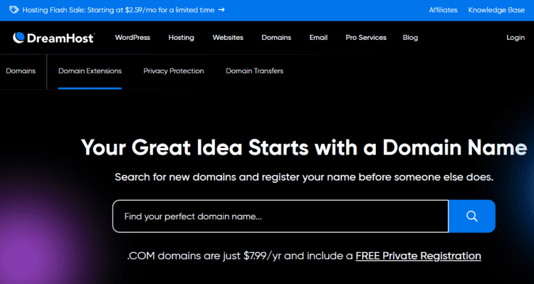 dreamhost have a free domain name