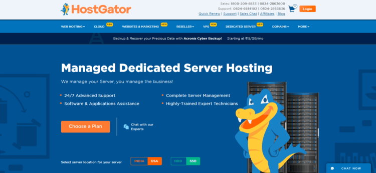 hostgator best server hosting provider in india